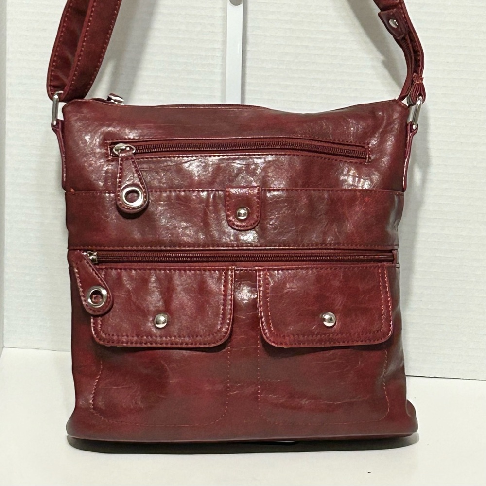 Diverso Burgundy Vegan leather Shoulder/Crossbody Bag made in Italy